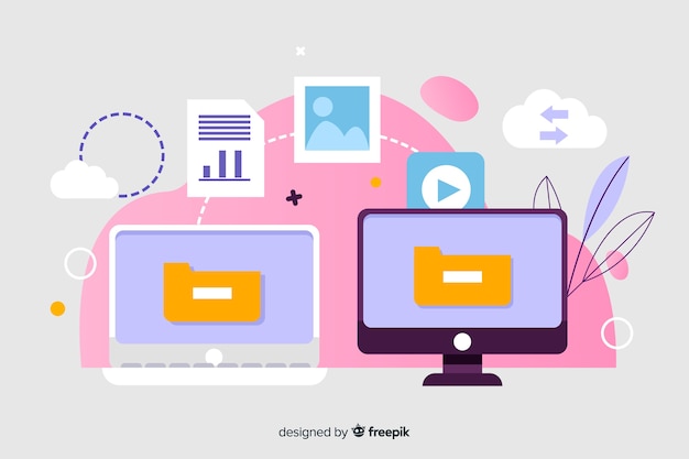 Vettore gratuito trasferimento file concetto landing page