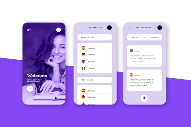 Free vector translator app concept