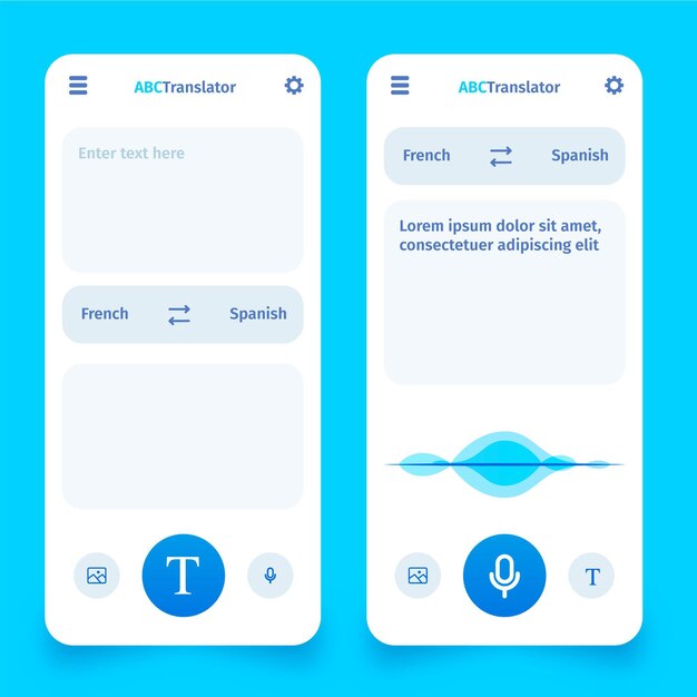 Translator app screens