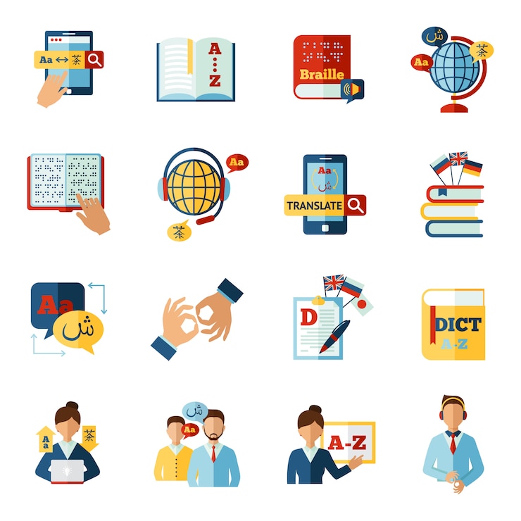 Free Vector translator icons set