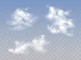 Free vector translucent blue cloudy sky with realistic fluffy clouds