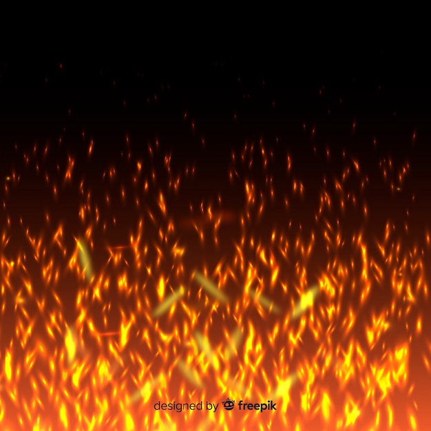 Transparent background with bright fire sparks