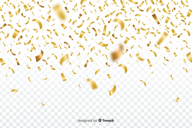 Transparent background with golden confetti