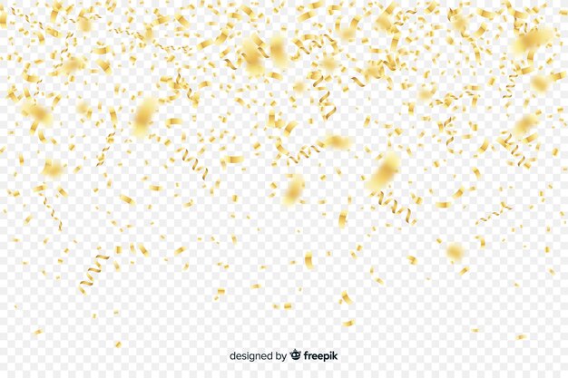 Transparent background with golden confetti