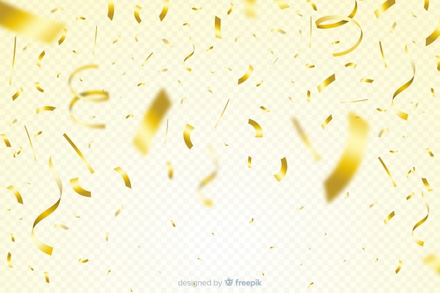 Transparent background with golden confetti