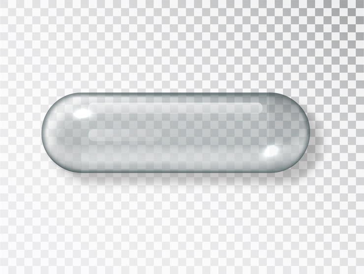 Free Vector transparent capsule pill. empty medicine capsule shape container isolated on transparent background.