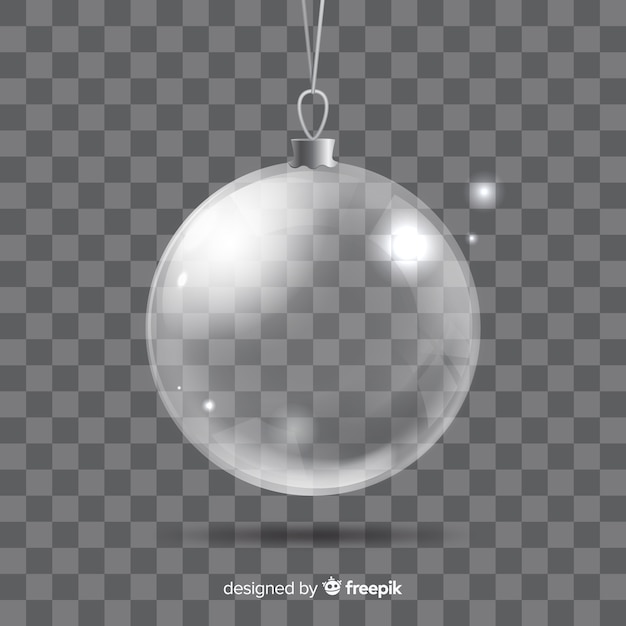 Free vector transparent christmas ball with elegant style