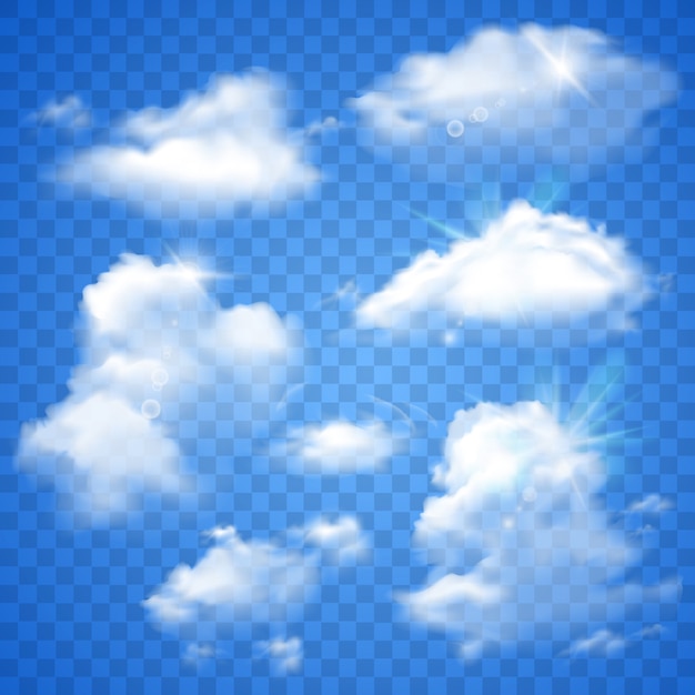 Free vector transparent clouds on blue