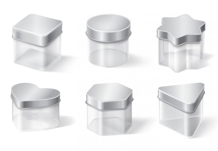 Free Vector transparent glass jar with metal lid set
