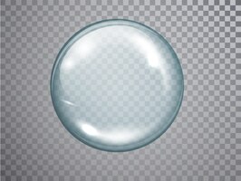 無料ベクター グレアとシャドウのある透明なガラス球。分離されたリアルな3dガラス球体。