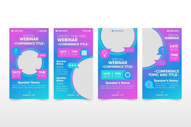 Modello di webinar di ig story trasparente