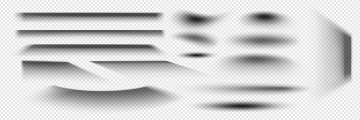 Free Vector transparent shadows of linear and curved shapes
