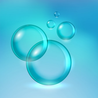 L'acqua di sapone trasparente bolle fondo