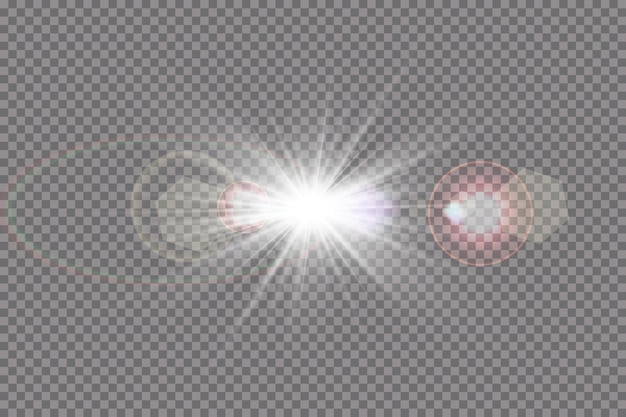 Transparent sunlight special lens flare light effect. sun flash with rays and spotlight.