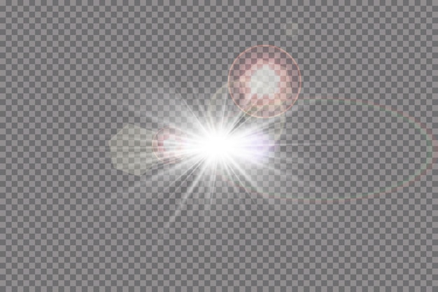 Transparent sunlight special lens flare light effect. sun flash with rays and spotlight.