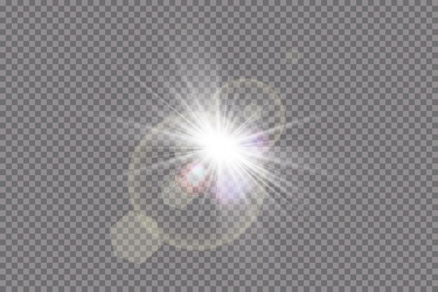 Transparent sunlight special lens flare light effect. sun flash with rays and spotlight.