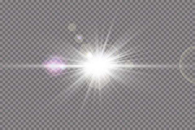 Transparent sunlight special lens flare light effect. sun flash with rays and spotlight.