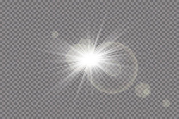 Transparent sunlight special lens flare light effect. sun flash with rays and spotlight.