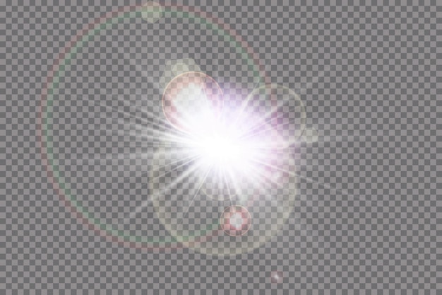 Transparent sunlight special lens flare light effect. sun flash with rays and spotlight.