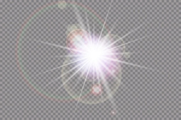 Transparent sunlight special lens flare light effect. sun flash with rays and spotlight.