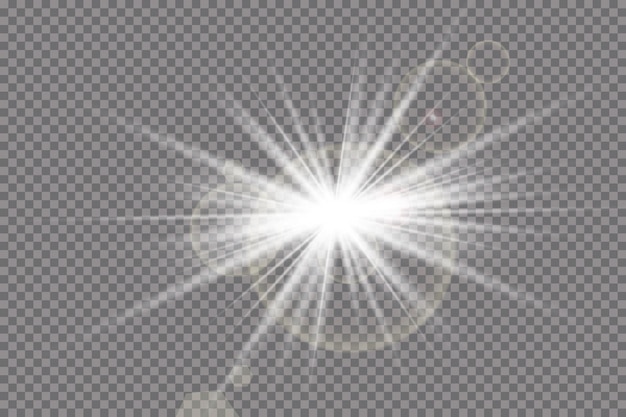 Transparent sunlight special lens flare light effect. sun flash with rays and spotlight.