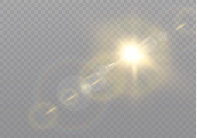 Прозрачный солнечный свет специальные линзы вспышки световой эффект. передняя солнечная линза вспышка. размытие в свете сияния. элемент декора. горизонтальные звездные лучи и прожектор.