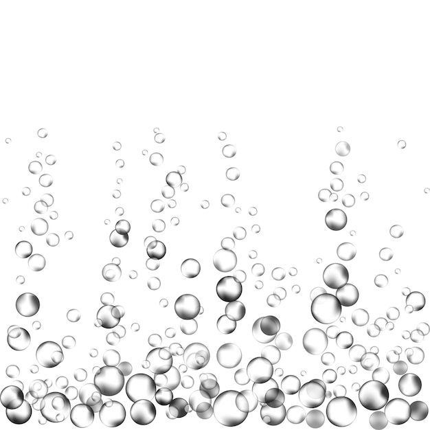 Texture trasparente di bolle d'aria subacquee isolata su sfondo bianco bolla frizzante vettoriale