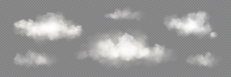 無料Vector 透明なベクトル白い雲空現実的なセット霧煙 png テクスチャ分離デザイン日の光アイコン コレクション 3 d の美しい自然の雰囲気と抽象的な曇り空気効果蒸気煙のような蒸気