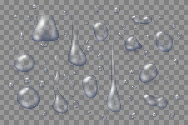 水滴のイラストは 青い背景で隔離の反射と異なるサイズ プレミアムベクター 水滴のイラストは 青い背景で隔離の反射と異なるサイズ プレミアムベクター