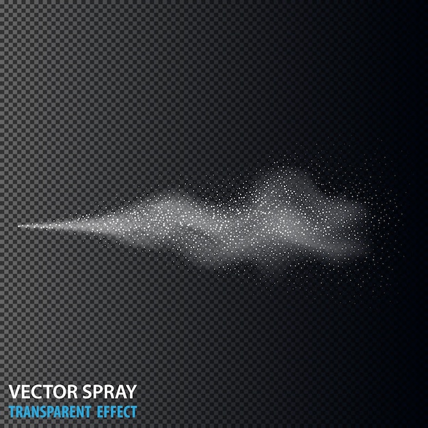 Vettore gratuito spruzzo d'acqua trasparente punti di polvere cosmetica effetto spray nebbia 3d bianco isolato effetto fumo vettoriale