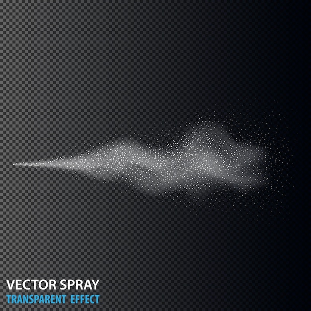 Transparent water spray cosmetic dust dots White 3d fog spray effect isolated Vector smoke effect