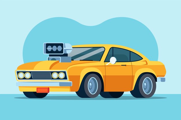 transport flat muscle car illustration