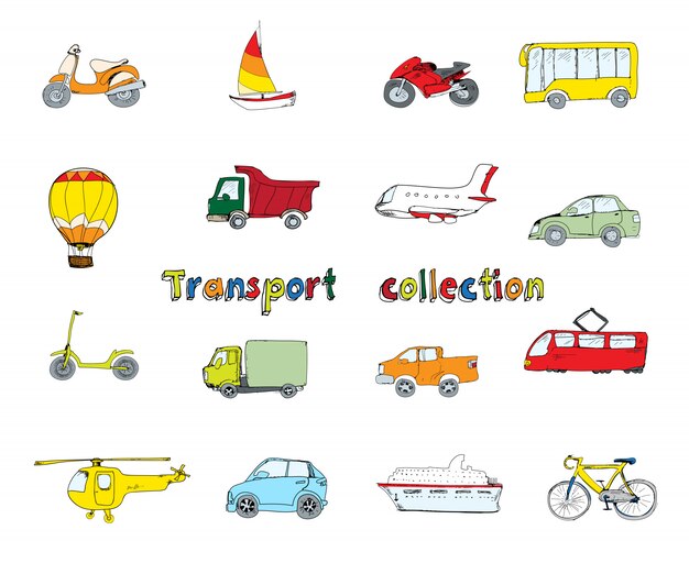 Transport icons set colored
