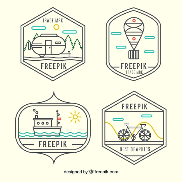 Transport logos in hipster style