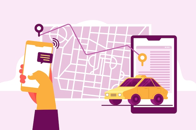 Бесплатное векторное изображение Транспортная служба такси дизайн приложения