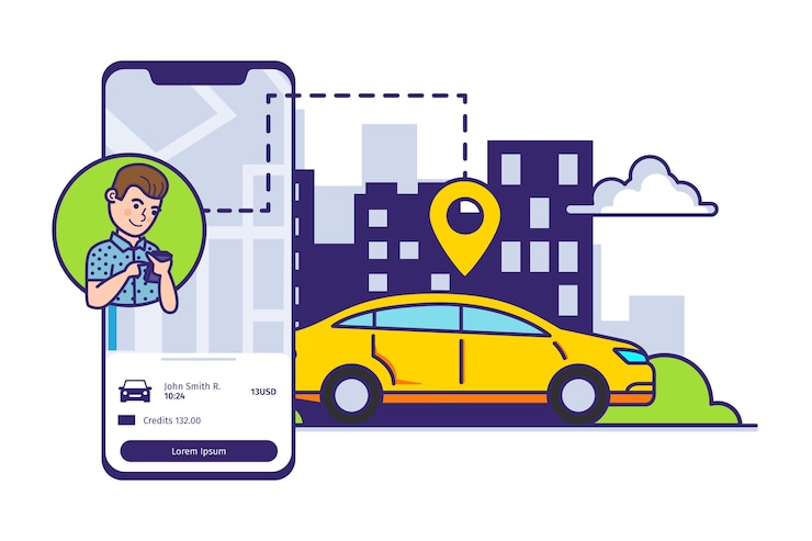 Free Vector transport service taxi application