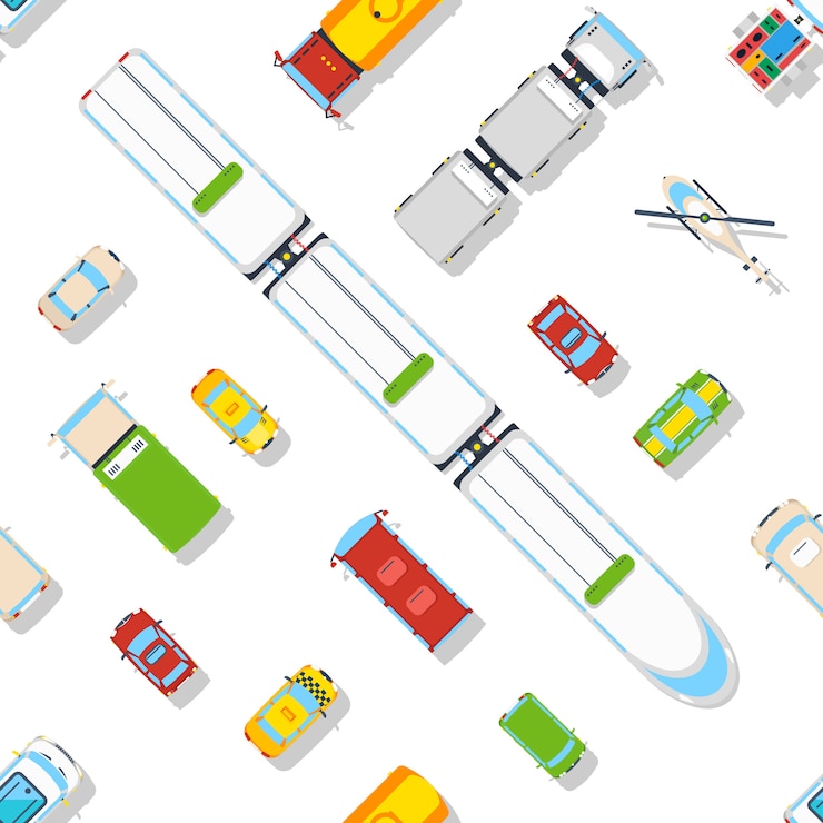 Free Vector transport top view seamless pattern