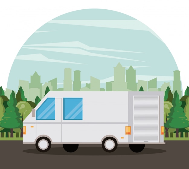Free vector transport vehicle delivery van cartoon