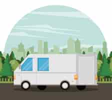 Free vector transport vehicle delivery van cartoon