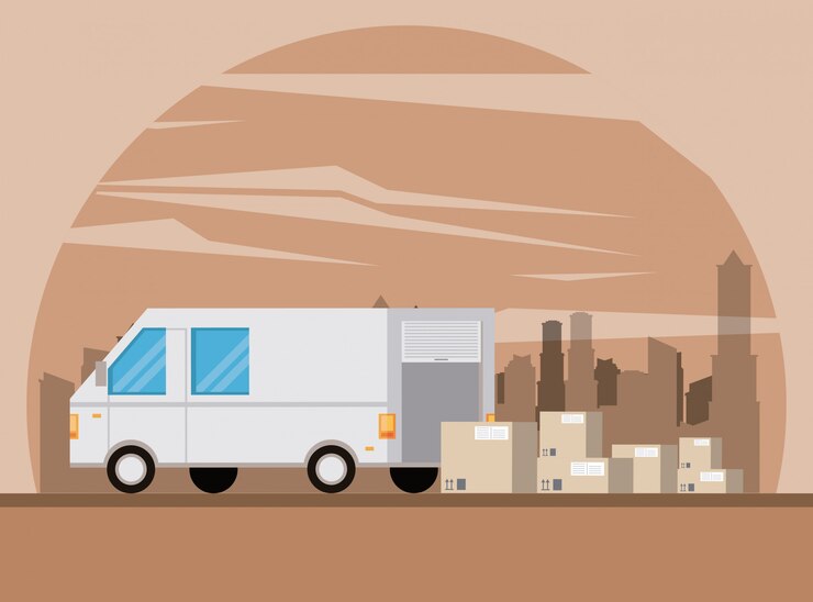 Free Vector transport vehicle delivery van cartoon