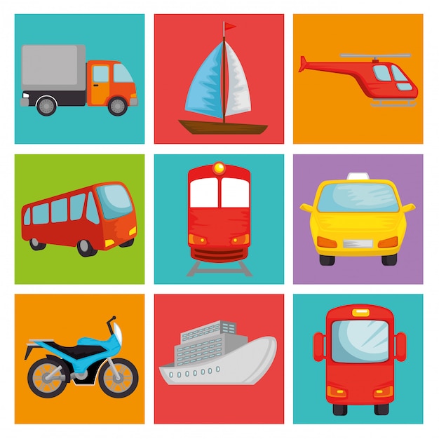 Free vector transport vehicles set