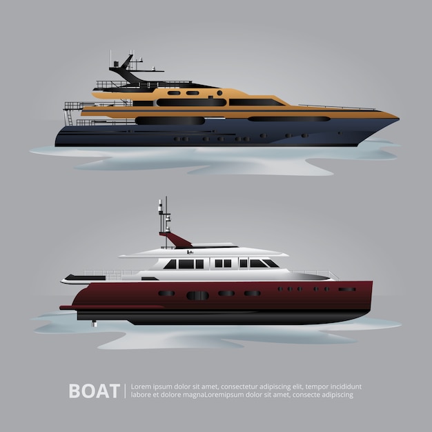 Бесплатное векторное изображение Транспортная лодка туристическая яхта для путешествий векторная иллюстрация