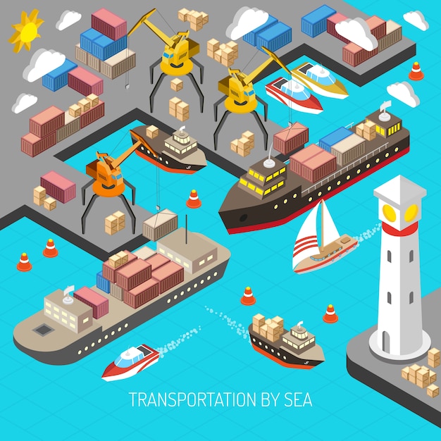 Free vector transportation by sea concept