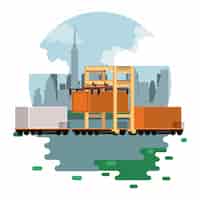 Бесплатное векторное изображение Перевозка грузов, товаров, логистики, мультфильм