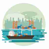 Free vector transportation cargo merchandise ship cartoon