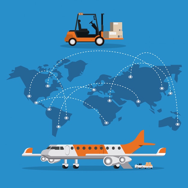 Free vector transportation commercial passengers airplane cartoon