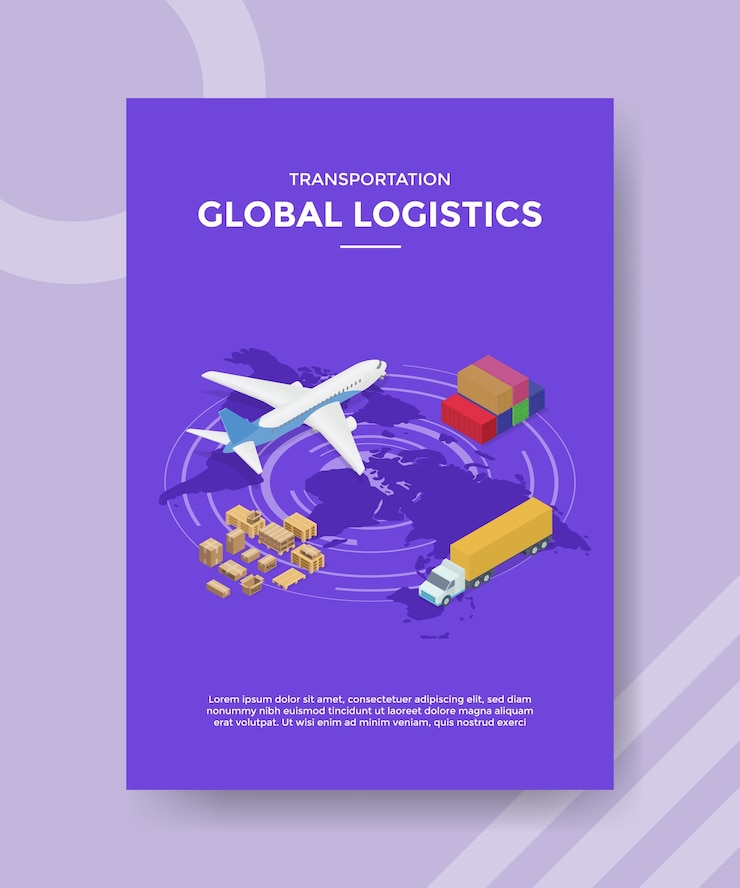 Free Vector transportation global logistics flyer template
