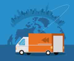 Free vector transportation merchandise logistic cargo cartoon