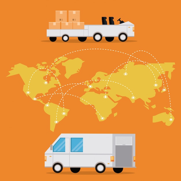 Free vector transportation merchandise logistic cargo cartoon