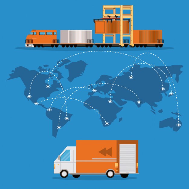 Transportation merchandise logistic cargo cartoon